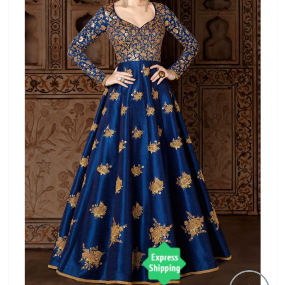 Beauteous Bluish Purple Designer Anarkali Suit
